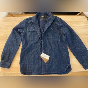 Double RL (RRL) Mens NWT indigo jacquard denim workshirt jacket size Medium